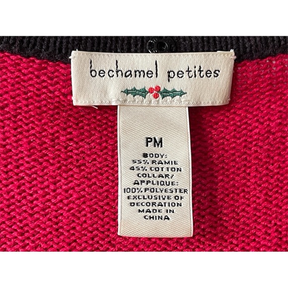 Vintage Festive Red Holiday Christmas Sweater Vest, Animal Print Ornaments, SP - Picture 5 of 9